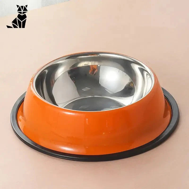 Bol pour chien avec base en acier inoxydable durable et bol orange塑料